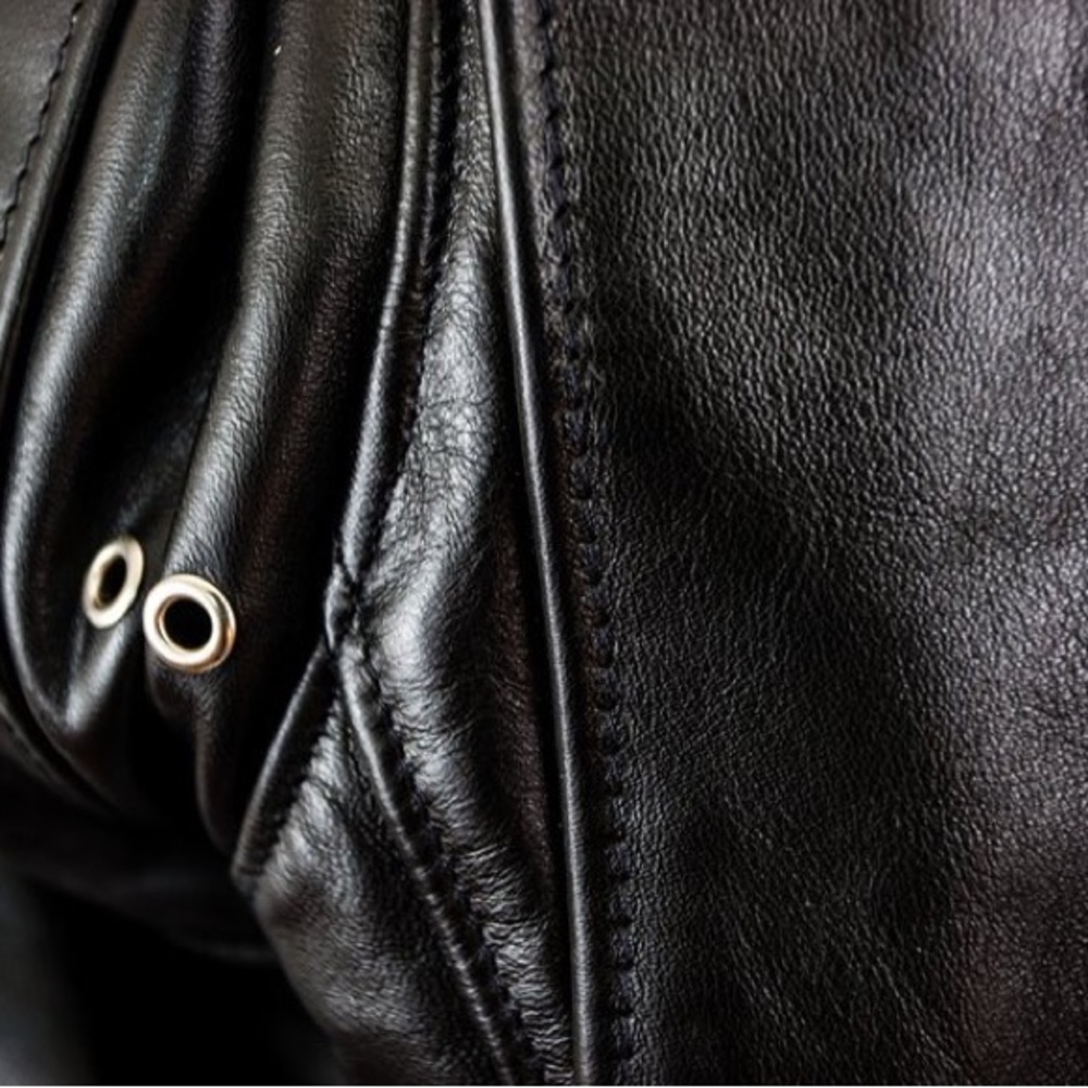 Scott Men's Black Leather Jacket - 618HH - Picture 6 of 12